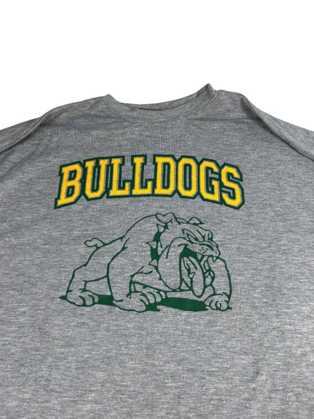 Wilson Bulldogs Gray & Green Long-Sleeve Shirt Sz M Stretch Distressed Baseball